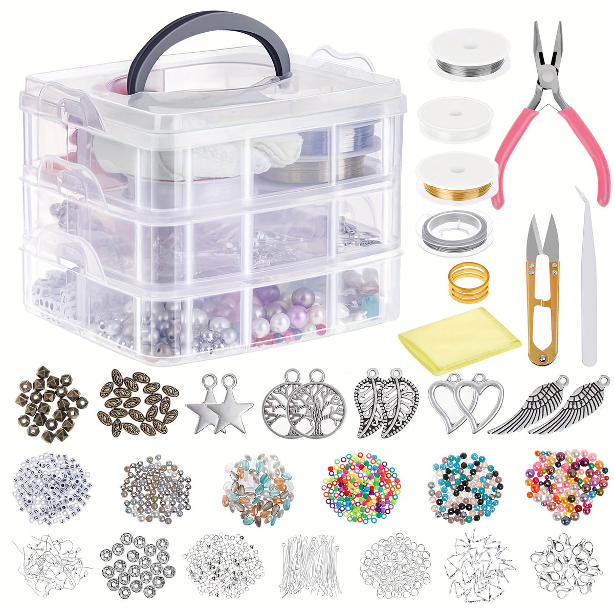 2456 Pcs Jewelry Making Kit for Beginners, DIY Bead Bracelet & Necklace Craft Set with Metal Accessories, Tassels & Tools, Stylish Handmade Jewelry Kit – Perfect Gift for Girls, Teens & Adults