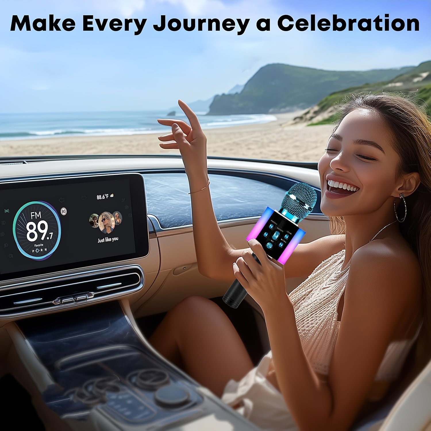 5-in-1 Wireless Karaoke Microphone with Built-In Speaker, LED Lights & Voice Changer – Portable Bluetooth Singing Mic for Parties, Family Gatherings, Travel & Outdoor Fun, 10 Colors