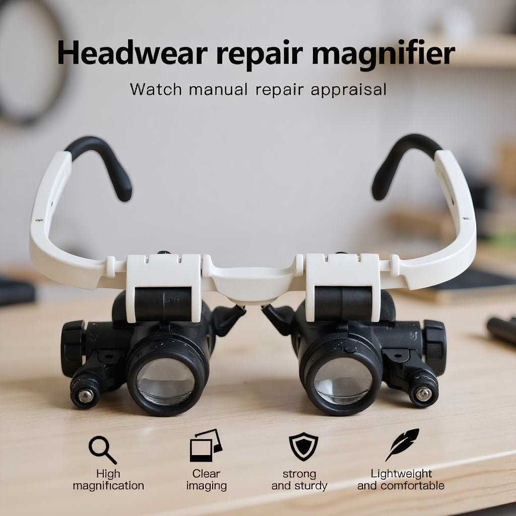 Head Mounted Magnifier 8X 15X 23X Hands-Free Dual Lens Magnifying Headset with Adjustable Headband – Precision Magnifier for Jewelry Making Electronics Repair Soldering Crafting Diamond Painting and Reading
