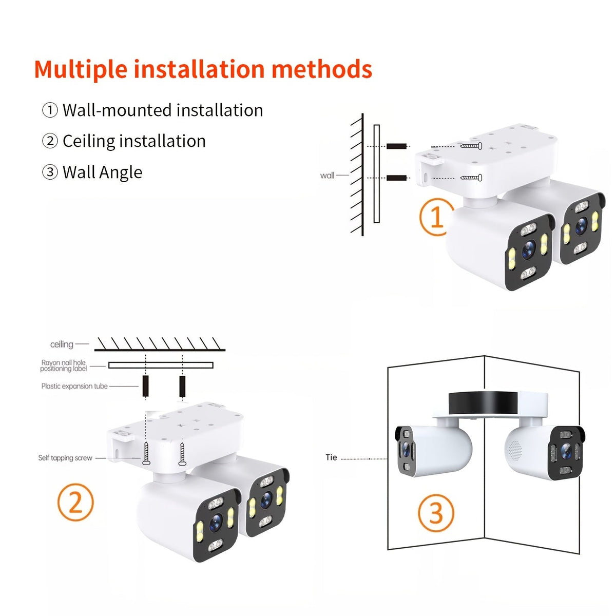 Dual Lens PTZ Security Camera Outdoor WiFi 5MP – 360° Pan Tilt 10x Electric Zoom Motion Detection Siren Alarm Two-Way Audio Color Night Vision 24/7 Wired Recording Home Surveillance