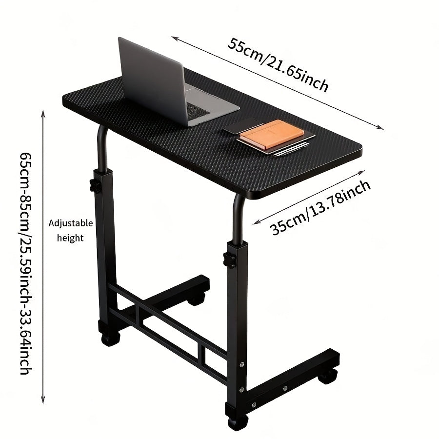 Height Adjustable Rolling Laptop Desk with Wheels & 2-Tier Storage – Sit-to-Stand Mobile Overbed Table, Computer Stand for Bed Couch Home Office Workstation, 6 Colors