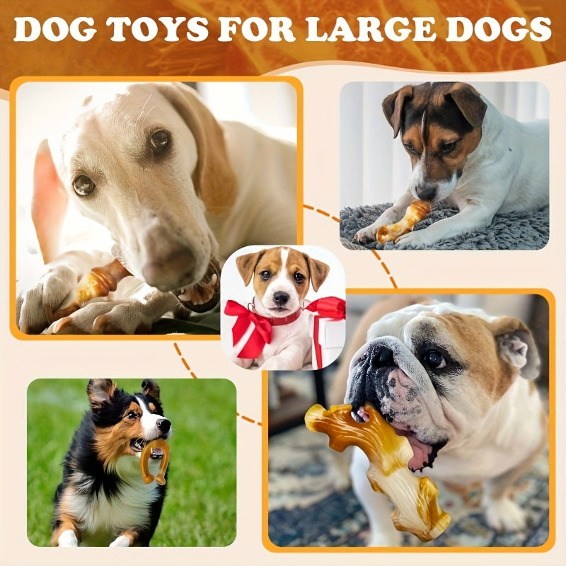 3-Pack Indestructible Nylon Dog Chew Toys for Aggressive Chewers Large Breed Stripe Pattern Heavy-Duty Teething Dental Chew Toy Set