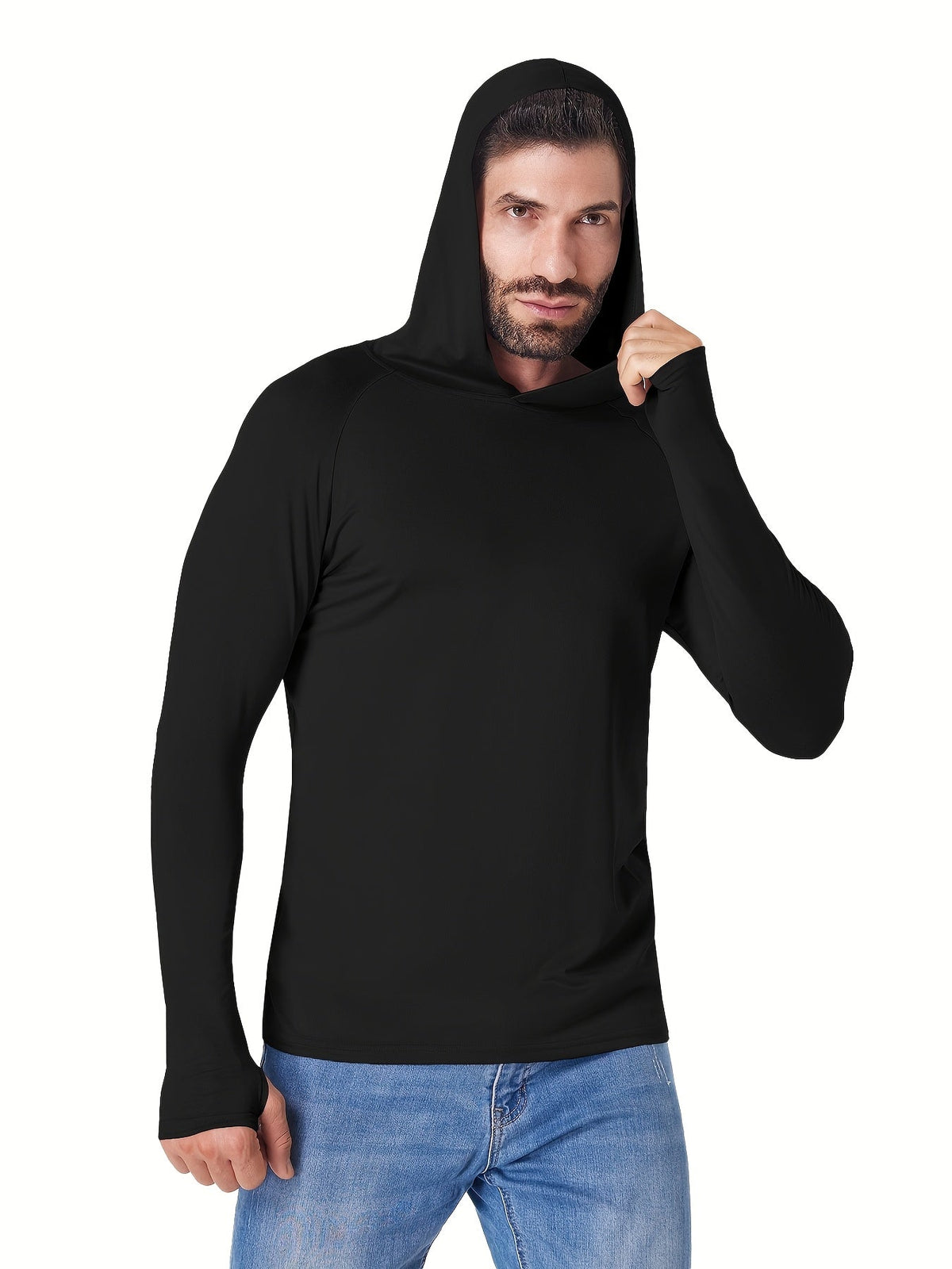 5 Pack Men's Long Sleeve Hooded Fishing Shirts UPF Sun Protection – Lightweight Moisture-Wicking Rash Guard for Fishing Hiking Kayaking Boating Outdoor Sports, Sizes S-XXL, 3 Mixed Color Sets
