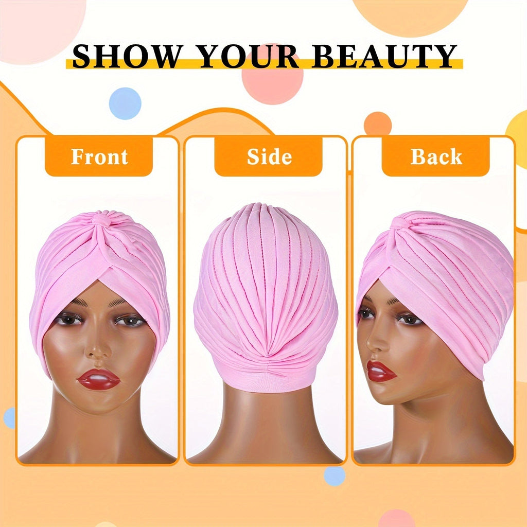15-Pack Bohemian Turban Head Wraps Women – Pre-Tied Pleated Multicolor Twisted Hair Wraps Breathable Ultra-Soft Headbands Chemo Hair Loss Everyday Style