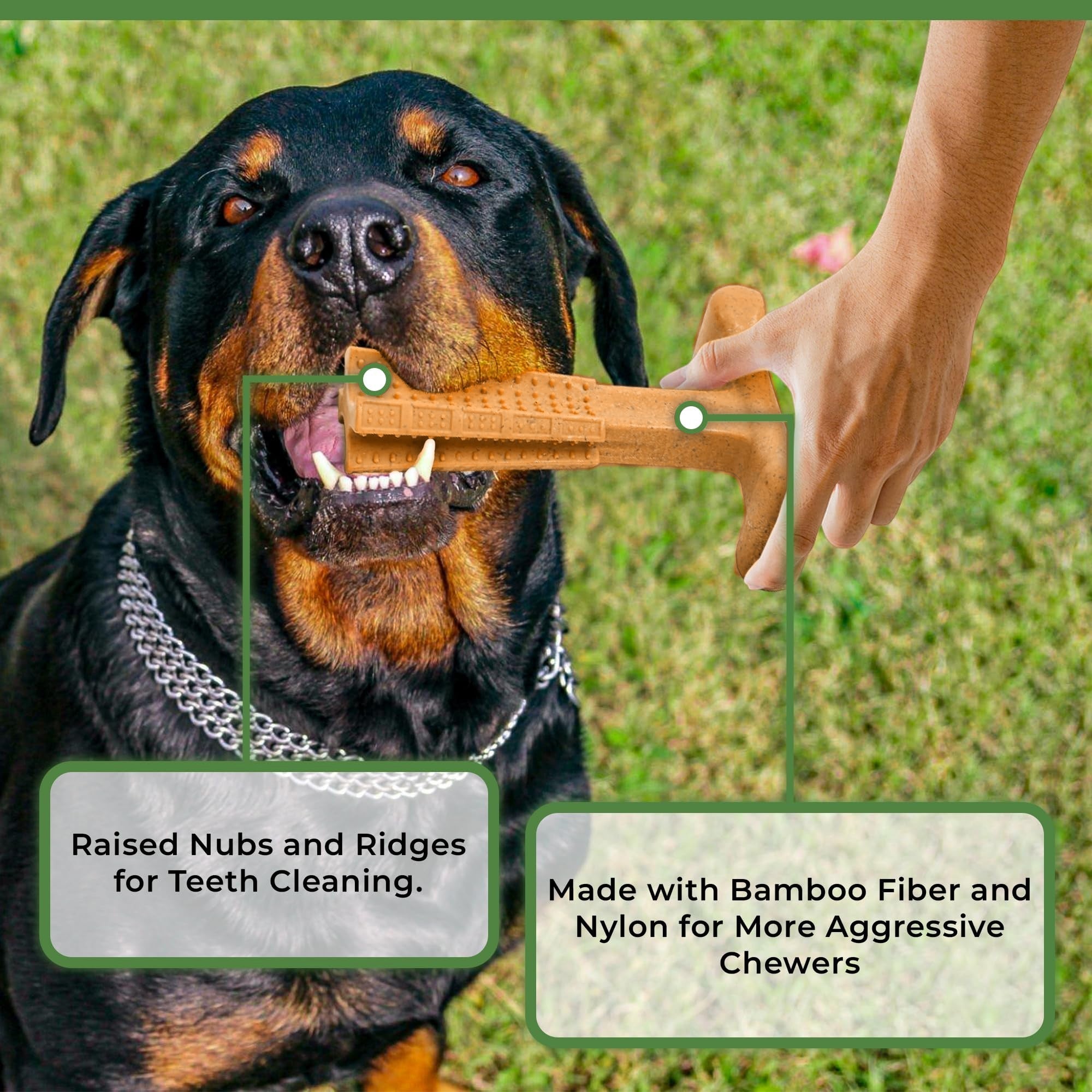 T-Shaped Dog Dental Chew Toy Durable Non-Splintering Plastic with Textured Ridges Ergonomic Grip for Aggressive Chewers Teething Puppies Adult Dogs Teeth Cleaning Plaque Removal