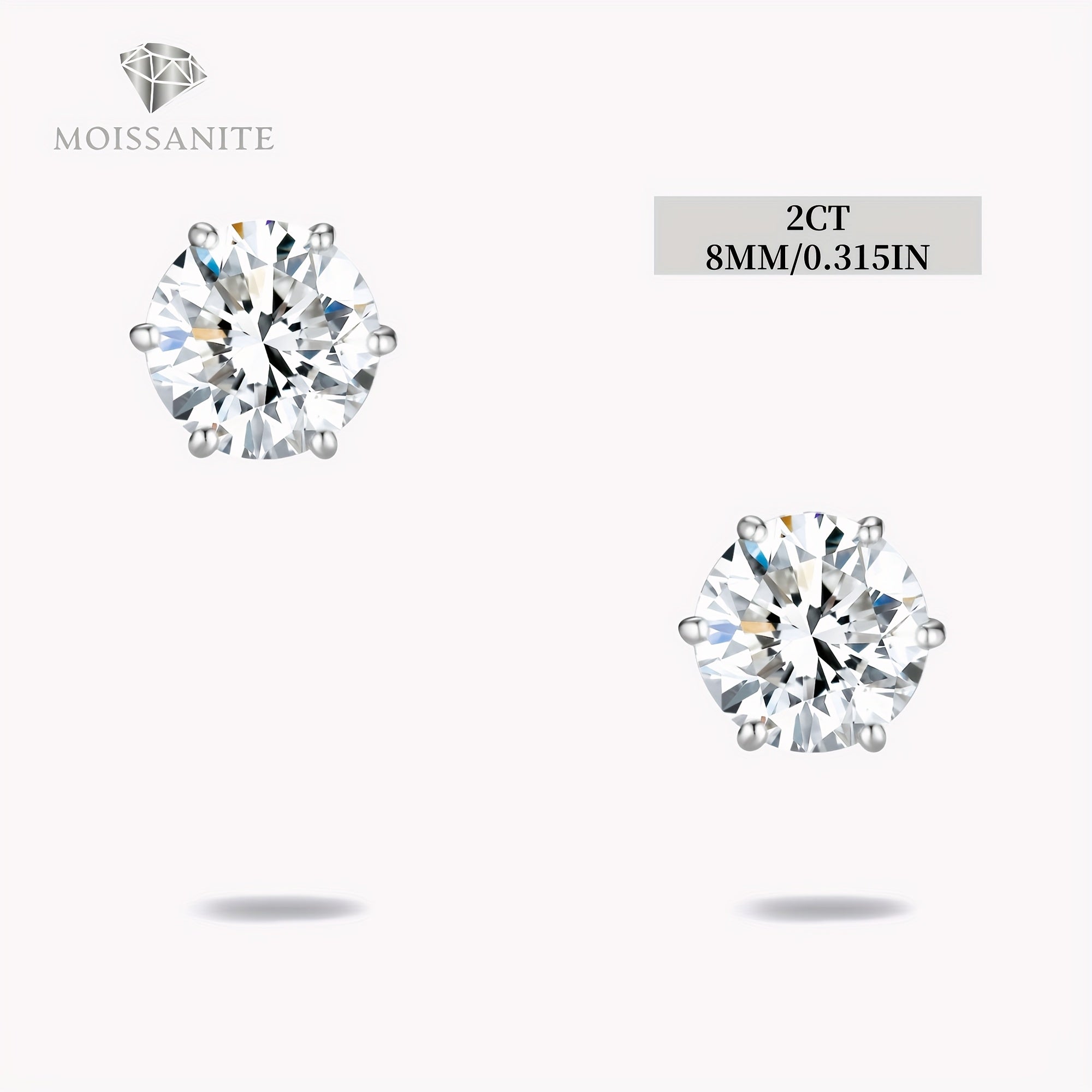 Moissanite Stud Earrings D Color VVS Brilliant Round Cut S925 Sterling Silver – 1CT to 10CT Options, Velvet Pouch & Polishing Cloth Included, Perfect Birthday, Christmas & Valentine’s Day Gift (4.25g)