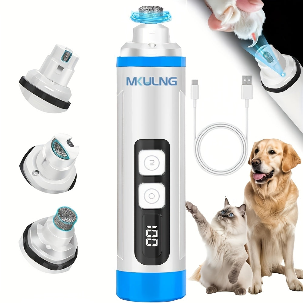 Quiet Dog Nail Grinder with LED Light – Upgraded 3-Speed Rechargeable Electric Pet Nail Trimmer & Grinder Kit, Painless Paw Grooming for Small Medium Large Dogs & Cats