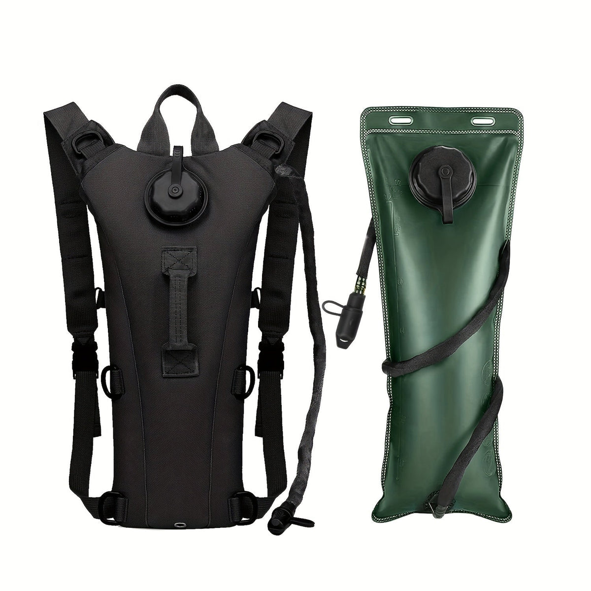 Hydration Backpack with 3L Water Bladder – Nylon Hiking Pack with Included Water Bag for Camping, Trail Running & Outdoor Adventures, Available in Khaki, Green, Camo & Camo Gray