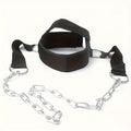 Neck Training Band with Chain Heavy Duty Adjustable Neck Strengthener for Athletes Strength Training Neck Muscle Recovery – Fitness Resistance Head Harness for Home Gym Workouts, Black