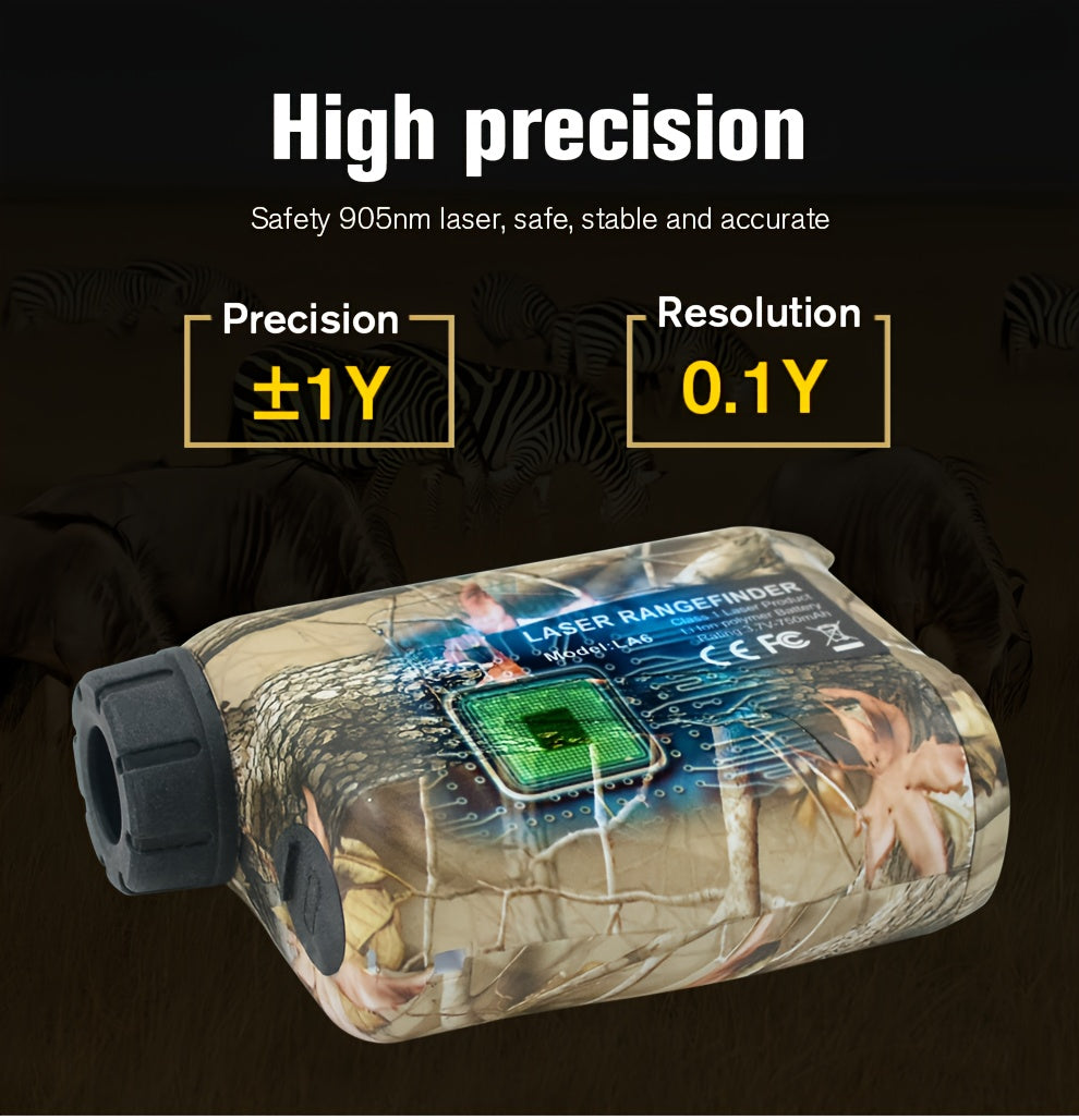 Laser Rangefinder 1200 Yards 6X Magnification Rechargeable – Slope Compensation Flagpole Lock Speed & Altitude Measurement Golf & Hunting Camo Rangefinder with Unit Conversion, LA12 Model