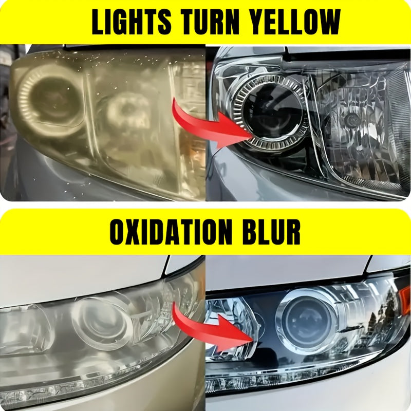 Headlight Restoration Kit with Advanced Ceramic Coating – Removes Yellow Haze Fog & UV Damage, Restores Clarity & Shine for All Vehicle Headlights, Long-Term Weather Protection