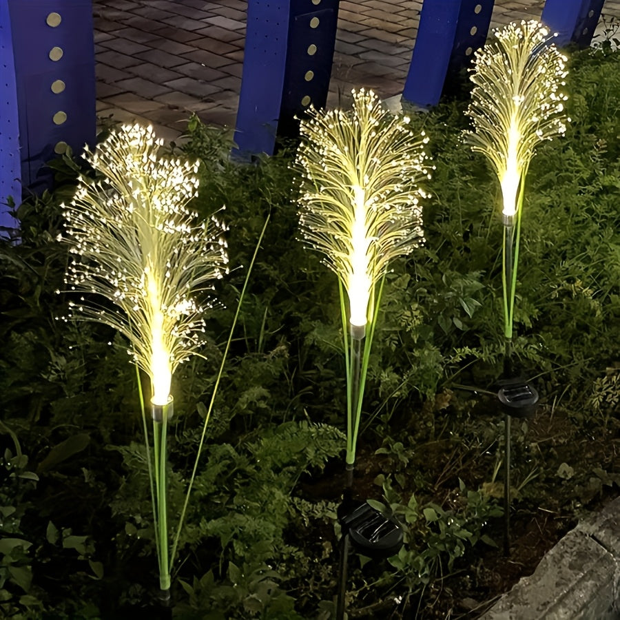 Solar Garden Stake Lights Golden Grass Design - Energy-Efficient Outdoor Decorative Lights for Yard Patio Balcony Pathway Nickel Battery Auto On Off Available in 1pc or 2pcs