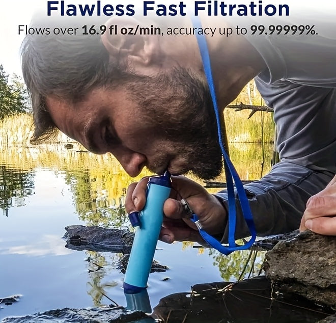 Water Filter Straw Kit with Lanyard & Extension Tube – ABS Portable Purifier Straw Removes Bacteria & Protozoa for Camping Hiking Backpacking Travel Emergency Survival Preparedness, 1 2 4 6 Pack