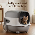 Covered Cat Litter Box with Scoop – Spacious Fully Enclosed Spill-Proof Design, Easy to Clean & Store, Ideal for Small to Medium Cats, Available in Gray Purple & Blue