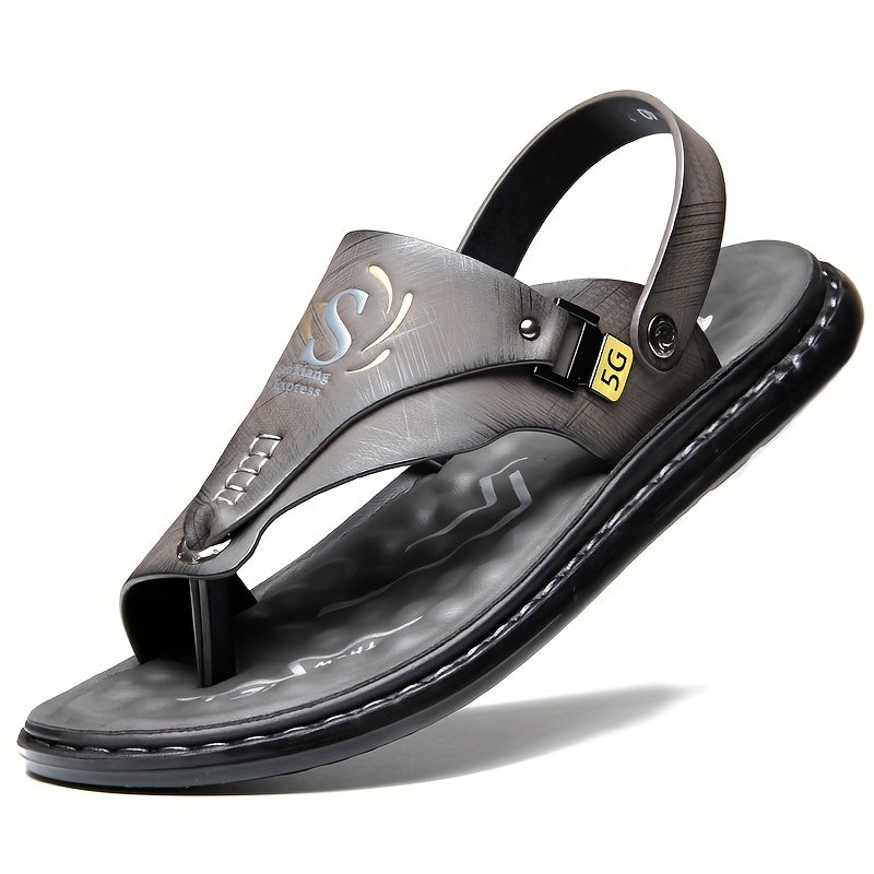 Arch Support Slip-On Men's Hiking Sandals Open Toe – Lightweight All-Season Sports Beach Walking Outdoor Shoes, Black Grey Brown, Wide Sizes US 7–13.5