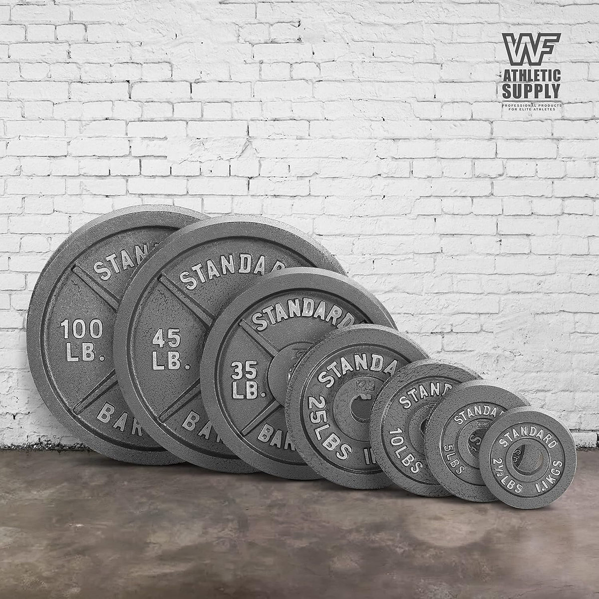 Cast Iron Weight Plates 2-Inch Solid Baked Enamel Finish for Strength Training Weightlifting Bodybuilding Powerlifting Home Gym Barbell 2.5 5 10 25 35 45 100LB