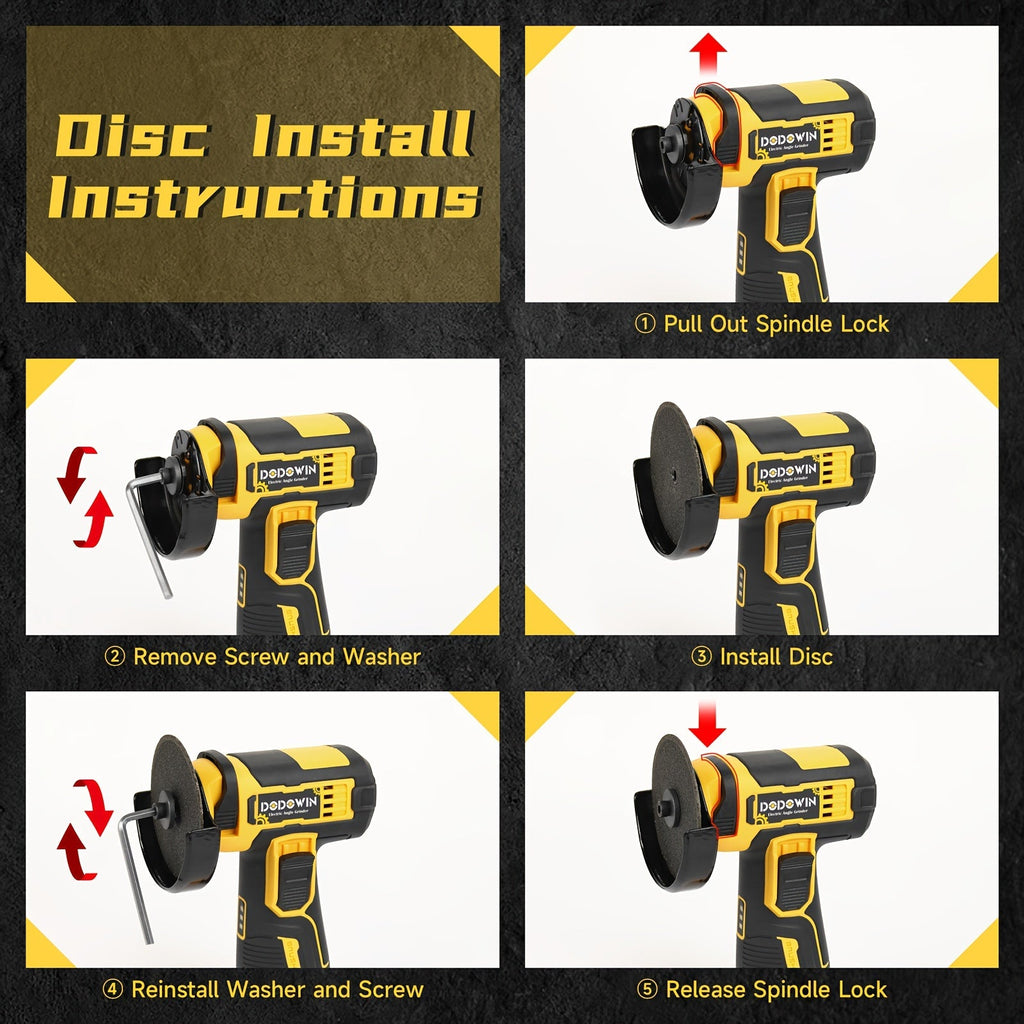 Mini Cordless Angle Grinder 19500 RPM Lithium Battery – Electric Grinding & Polishing Tool for Metal Wood Stone & Concrete with 1 or 2 Batteries Included