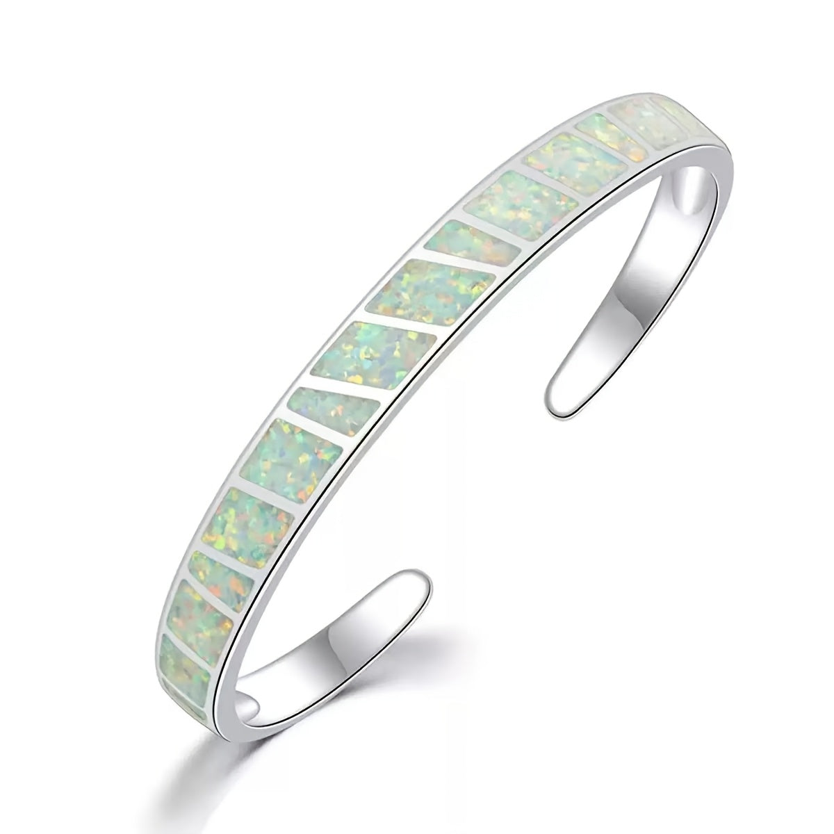 925 Silver Vintage Blue Opal Bracelet with Adjustable Chain – Elegant Women's Jewelry for Daily Wear & Special Occasions, Classic Durable Accessory, Available in Blue, Pink & White