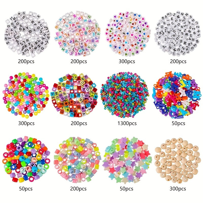 DIY Jewelry Making Kit 4655pcs Beads Bracelet Necklace Earring Set with 3-Tier Organizer Box Letter Charms Tools Gift for Girls Women