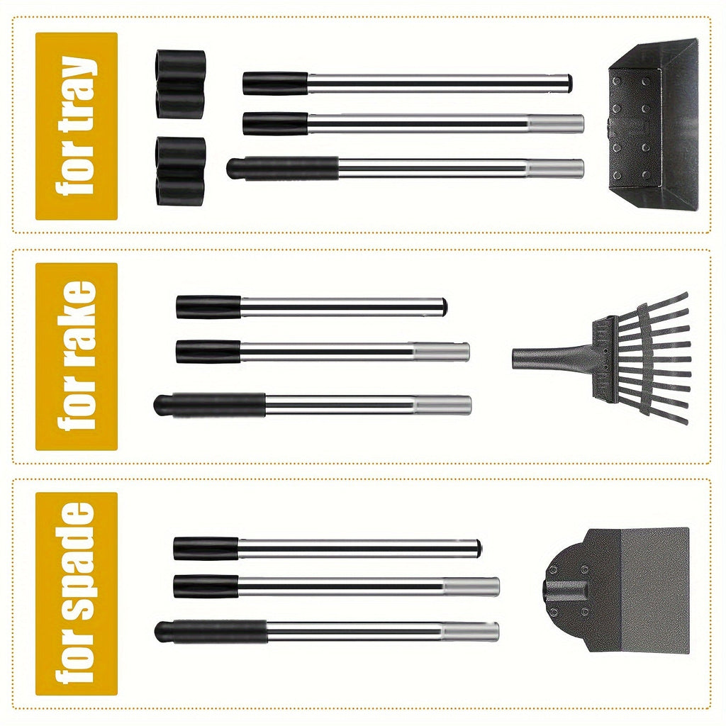 Stainless Steel Dog Pooper Scooper Set with Adjustable Long Handle – Rust-Proof Tray & Rake Pet Waste Removal Tool, No Bending, Easy to Clean, Ideal for All Dog Breeds, Outdoor Yard & Grass Use