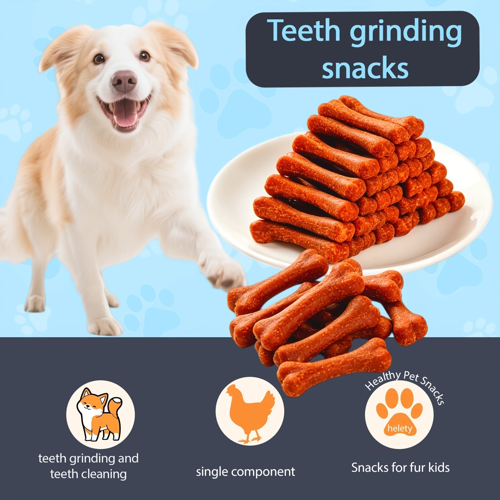 High Protein Chicken Dumbbell Dog Treats – Natural Healthy Long-Lasting Training Reward Snacks with Rice for Small, Medium & Large Breed Dogs