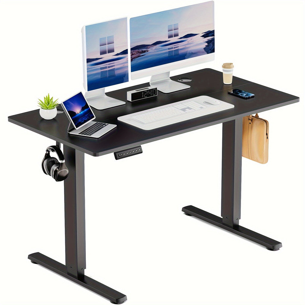 63 Inch Electric Standing Desk Height Adjustable Sit-Stand PC Workstation Wood Desktop Home Office Gaming Room Bedroom 3 Colors 3 Sizes