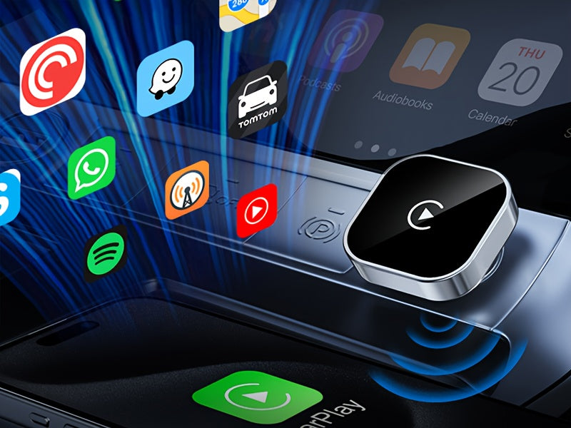 Wireless CarPlay Adapter 2026 Upgraded Mini Dongle 2-in-1 iPhone Android Auto Convert Wired to Wireless USB-A USB-C Dual-Band Low Latency Auto Connect FCC Certified
