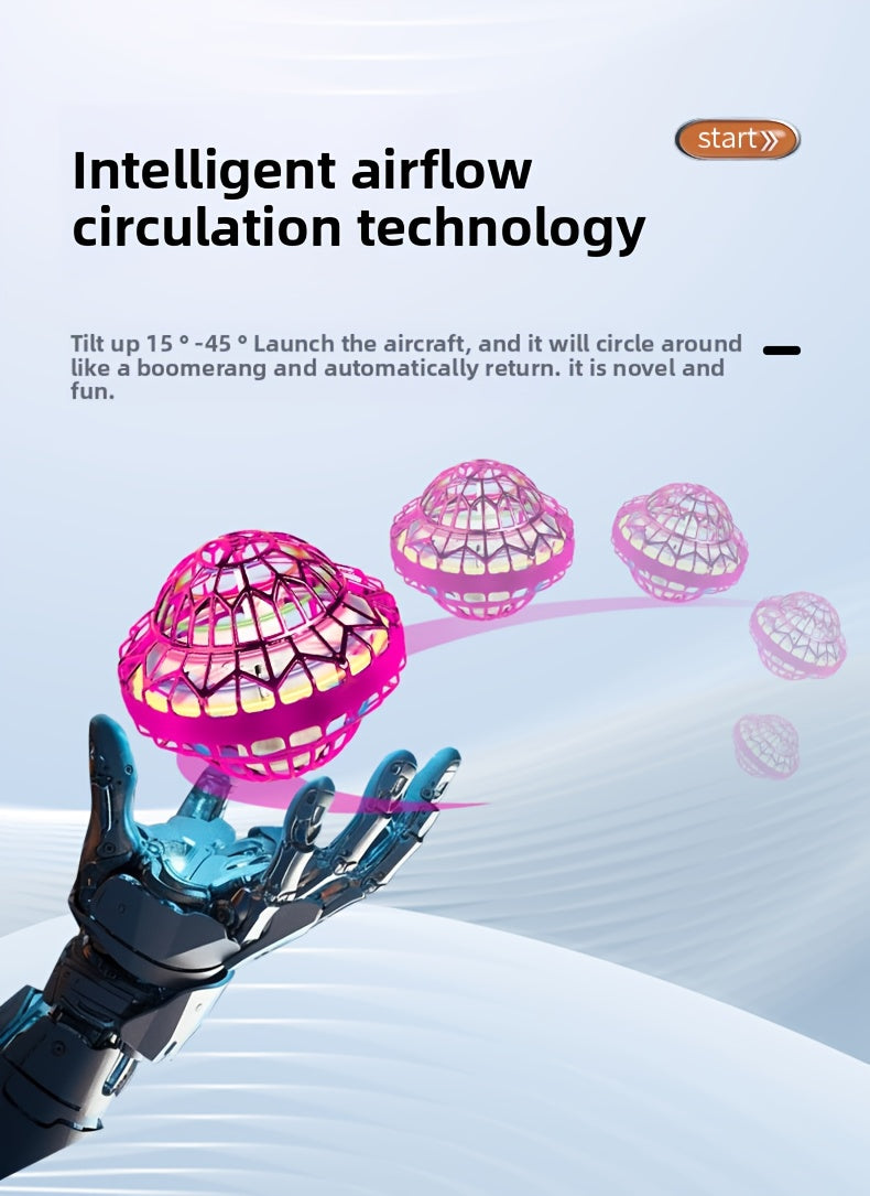 UFO Magic Flying Ball Toy with LED Light – Hand Control Boomerang Hover Ball Intelligent Remote Gesture Control Outdoor Indoor Game Party Gift for Kids Boys Girls Halloween Christmas