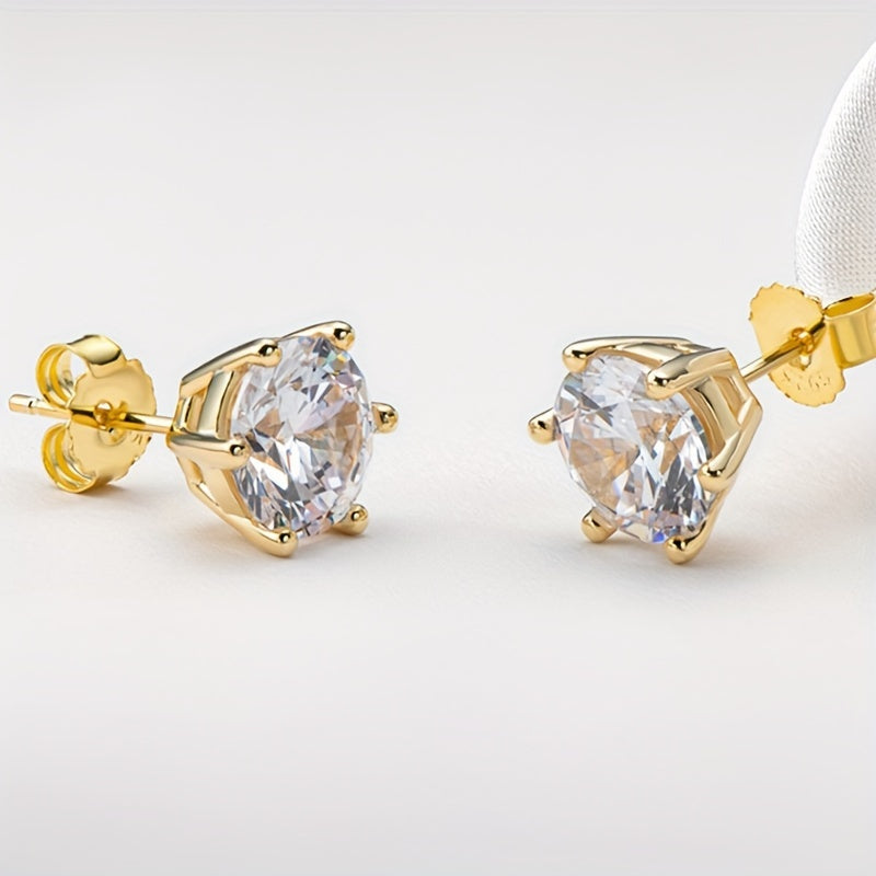 S925 Sterling Silver Moissanite Stud Earrings for Women – Vintage Elegant Style, 0.5CT 1CT 2CT 3CT, Gold & Silver, Daily Wear & Party Jewelry Gift