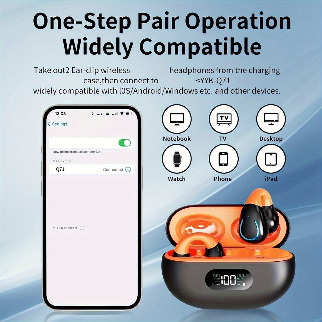 Open-Ear Wireless Earphones Bluetooth 5.4 TWS 360 Ambient Awareness ENC Clear Calls Touch Control Sport Fitness Earbuds All-Day Comfort Secure Fit Black Rose Pink White