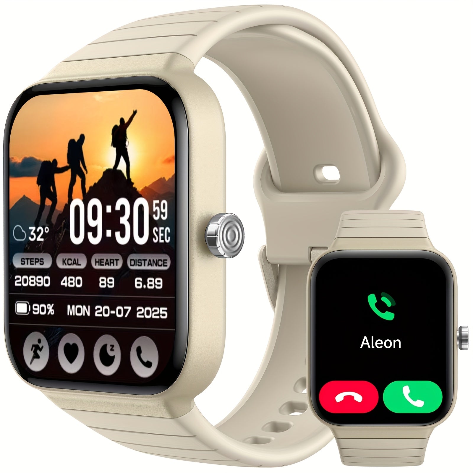 FAWEIO Smart Watch with Alexa & Wireless Calling – 1.8" HD Touchscreen Fitness Tracker, 100+ Sports Modes, Heart Rate SpO2 Sleep Monitor, Compatible with iPhone & Android for Women & Men