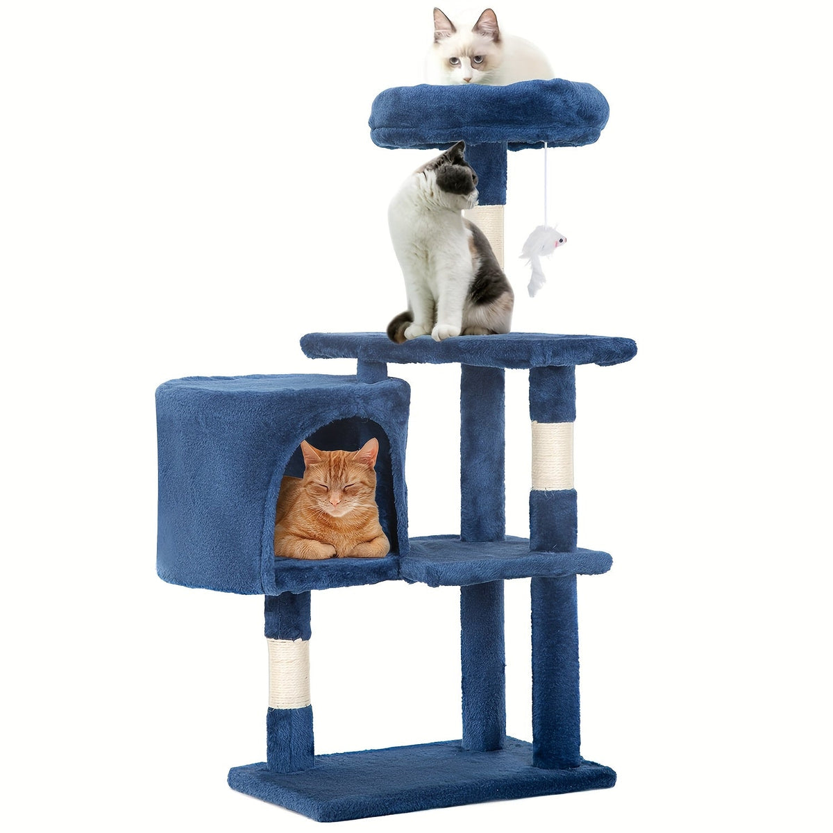Multi-Level Cat Tree Tower with Scratching Post Perches & Plush Apartments – Space-Saving Indoor Cat Climbing Frame Activity Center, Heights 36-80 Inch, 6 Colors Beige Gray Pink