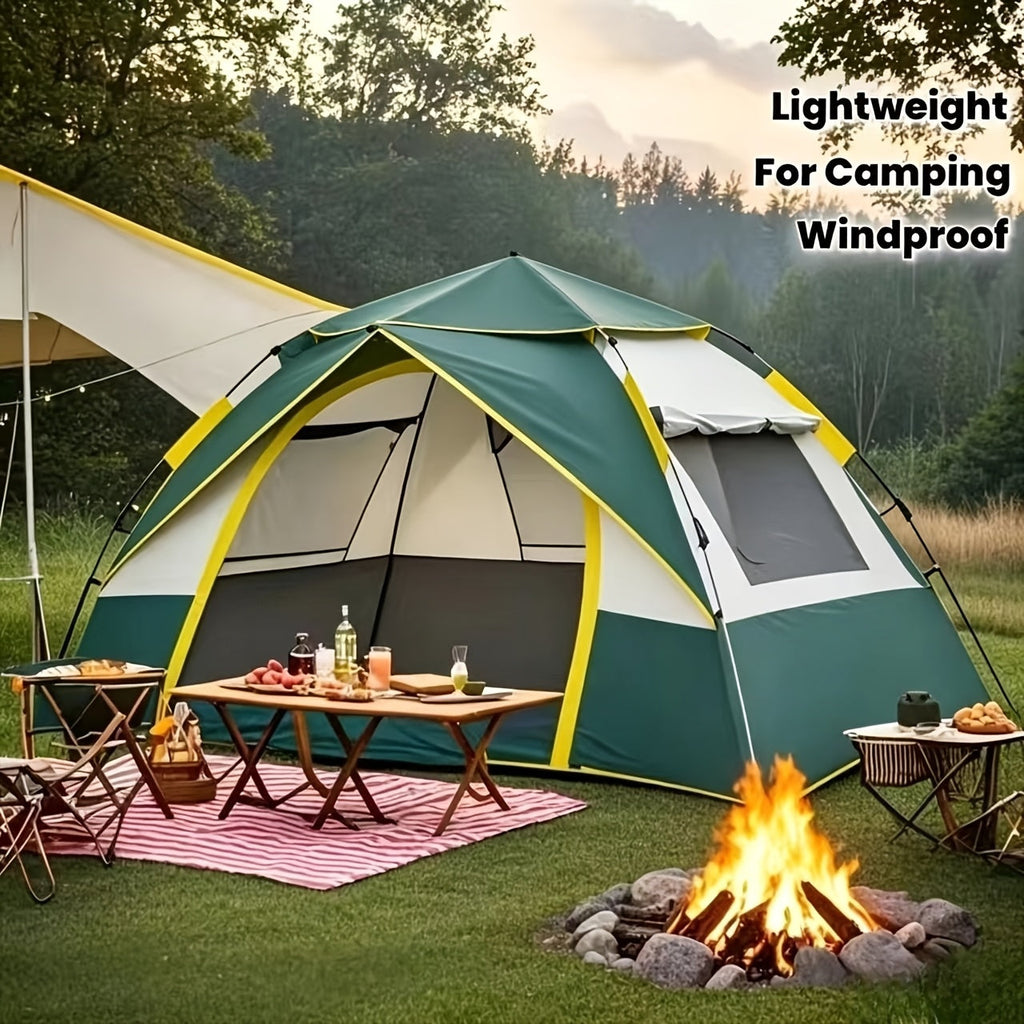 SKYNEST Automatic Instant Setup Camping Tent 1-3 and 3-4 Person All-Season Windproof Lightweight Tent Dual Doors Mesh Windows for Camping Hiking Hunting Travel Outdoor Shelter Green Beige