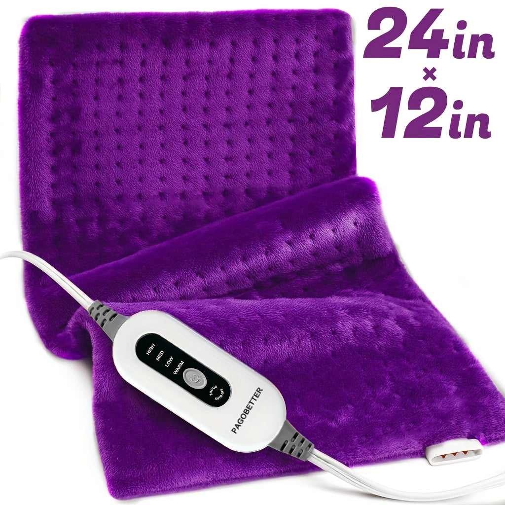 Electric Heating Pad for Back Pain Relief 12x24in – 130W Fast Heat to 150°F, 2X Thicker Plush Flannel, 4 Heat Settings, Auto Shut-Off, Machine Washable, Dry & Moist Heat Therapy for Neck Shoulders Abdomen Legs, Gift for Women Men Mom Dad