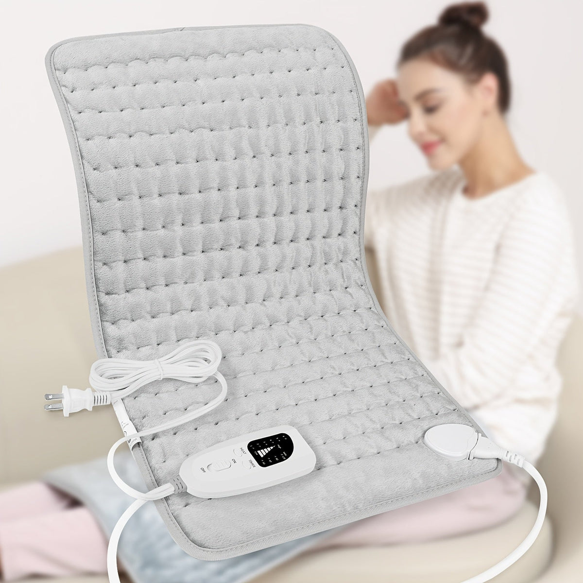 Extra Large Heating Pad 24"x12" for Back Neck Shoulders & Full Body – 6 Heat Settings 104–140°F, Wet & Dry Heat, Auto Shut-Off Timer, Machine Washable Ultra-Soft Flannel Electric Pad for Pain Relief