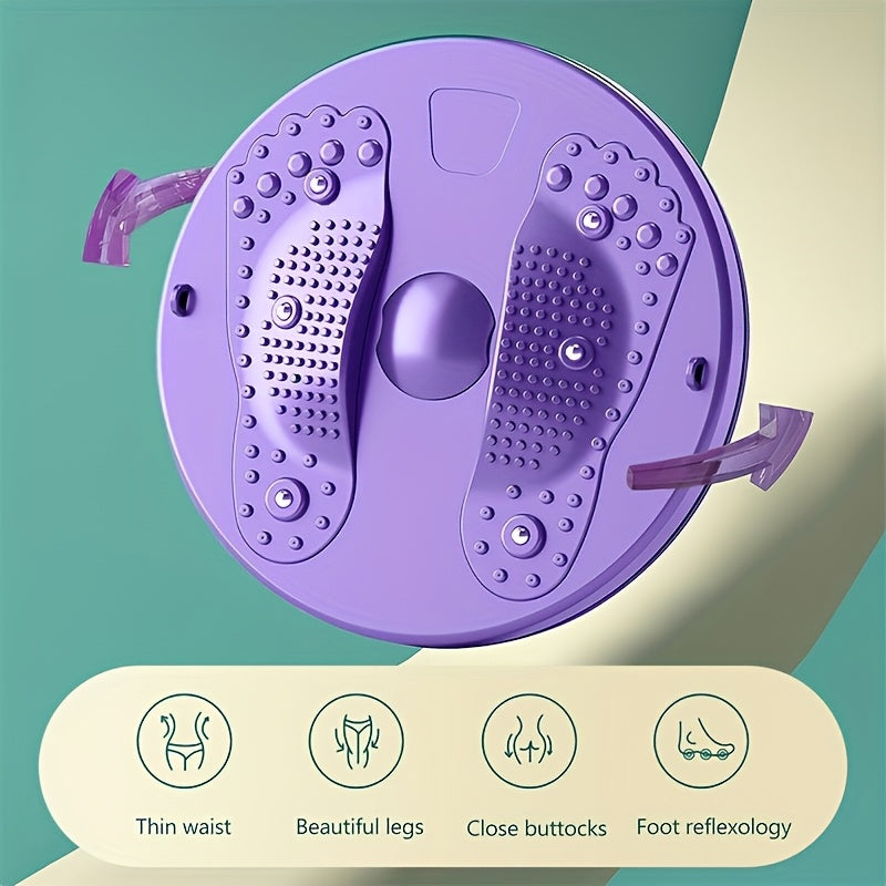 Magnetic Waist Twisting Disc with Resistance Cord – Home Gym Core Ab Workout Balance Board, Non-Electric Slimming Twist Trainer for Office & Home Exercise, Purple Pink Green