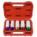 5-Piece 1/2" Drive Lug Nut Socket Set – Deep Impact Sockets for Tire & Wheel Protection, Heavy-Duty Chrome Vanadium, Fits Most Lug Nut Sizes | Velora