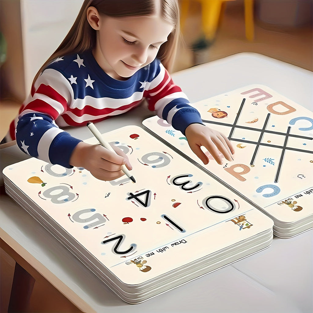 Reusable Handwriting Practice Books for Kids Ages 3-8 | 4-Book Set 128 Pages Pen Control Letters Numbers Workbook with 4 Pens Eraser for Homeschool Classroom Preschool Kindergarten