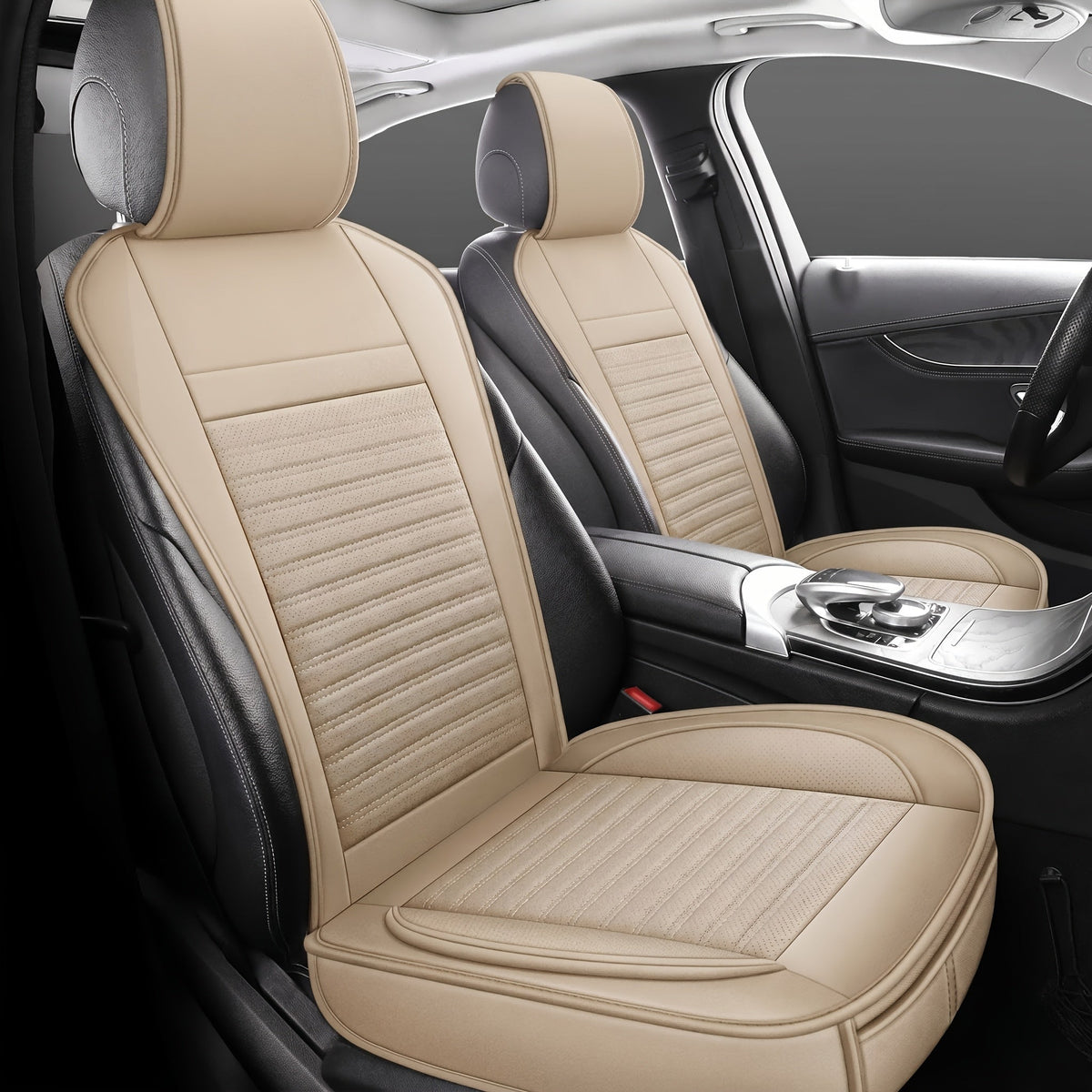 Universal Front Car Seat Covers 2 Pack Full Surround High-Back Bucket Seat Protector Anti-Slip Easy Install for Cars SUVs Trucks Multiple Colors and Styles Aero Wave Luxe Diamond Dynamic Stripe