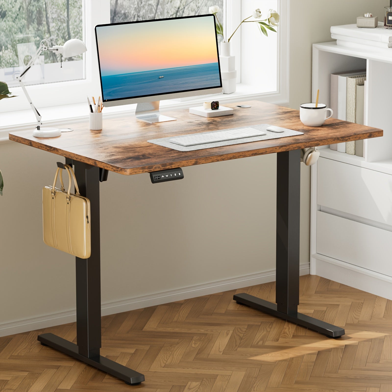 Electric Standing Desk Height Adjustable 40 48 55 63 Inch – Sit Stand Up Desk with Memory Controller & Anti-Collision, Ergonomic Home Office Gaming Workstation, 5 Colors