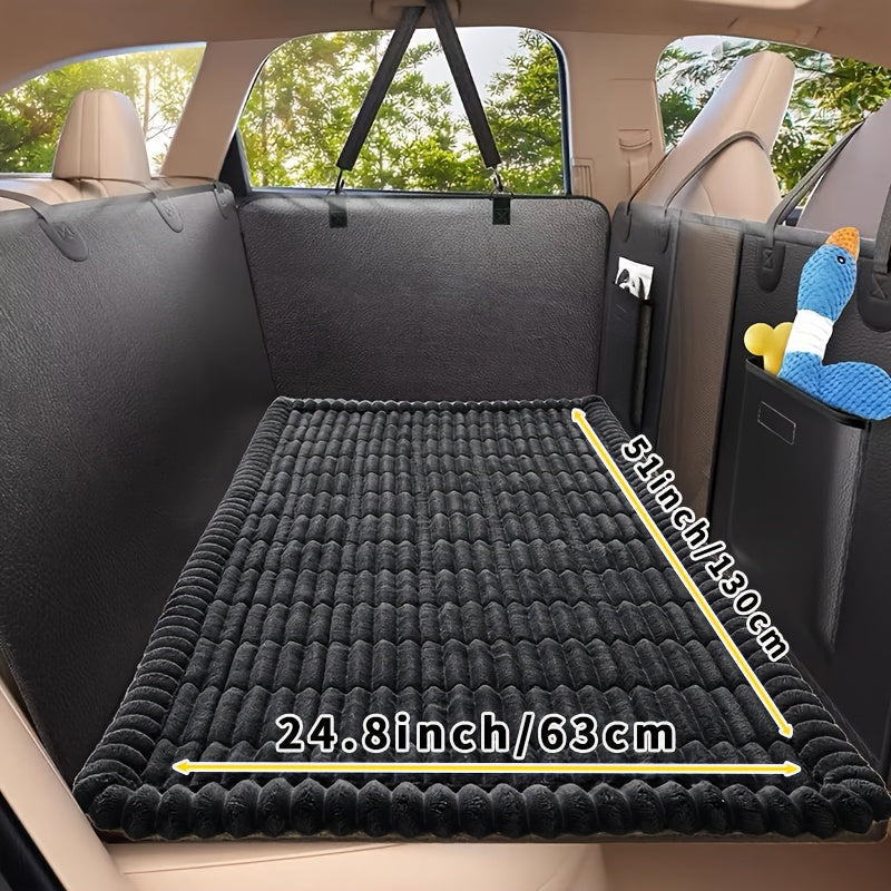 Non-Slip Car Dog Mat with Rear Extension Pad – Heavy Duty Waterproof Pet Seat Cushion Cover for Back Seat, Anti-Bite Anti-Scratch Floor Liner for SUV Sedan Truck, All Dog Sizes Small Medium Large