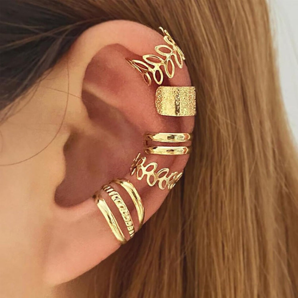 5-Pack Non-Piercing Ear Cuffs for Women – Hypoallergenic Clip-On Cartilage Earrings Silver & Gold Stackable No Hole Needed Fashion Jewelry Gift