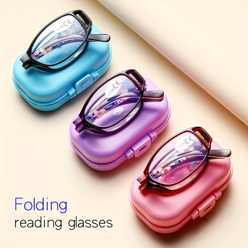 3-Pack Folding Reading Glasses Unisex – Mixed Colors Compact Portable Readers 1.0x to 4.0x Magnification, Elegant Business Style Gift for Men Women