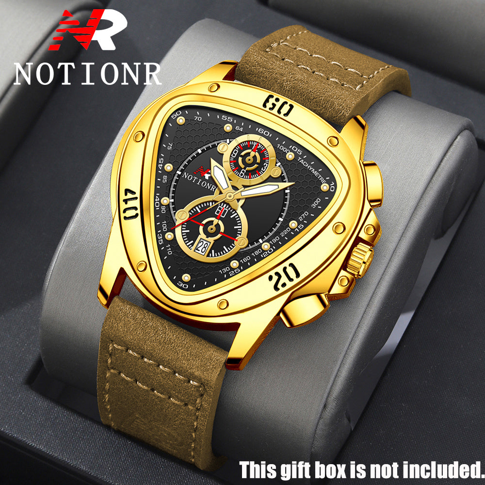 2pcs Men's Watch Set Sports Triangle Dial Silicone Strap and Retro Square Dial Quartz Watches with Date Display Dress Watch for Casual Valentine's Father's Day Gift