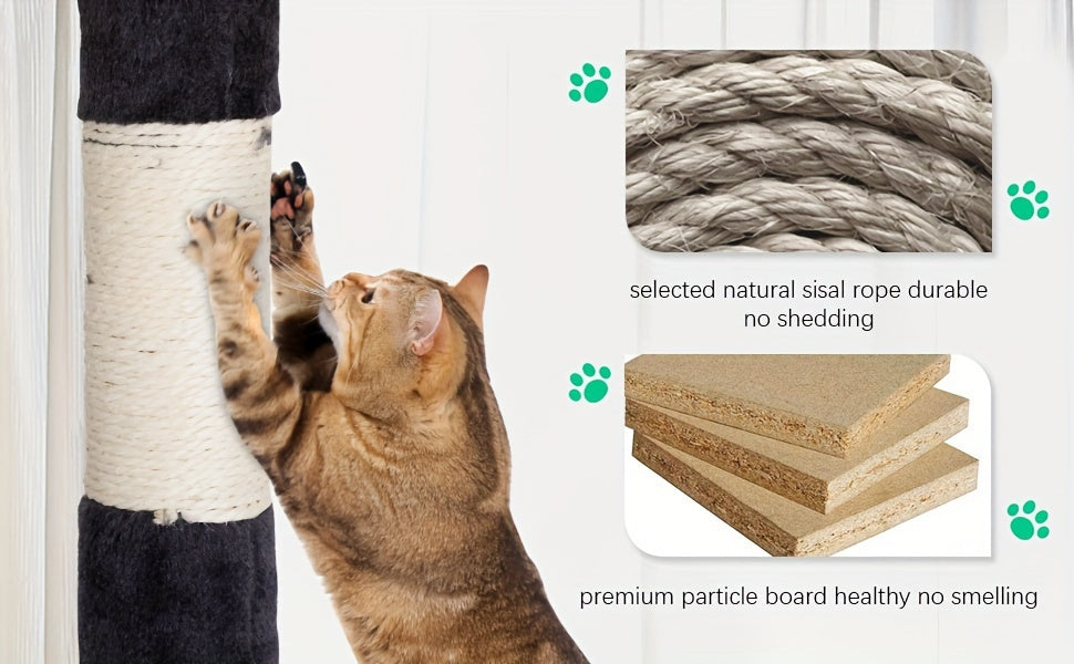 Multi-Level Cat Tree Tower with Scratching Post Perches & Plush Apartments – Space-Saving Indoor Cat Climbing Frame Activity Center, Heights 36-80 Inch, 6 Colors Beige Gray Pink