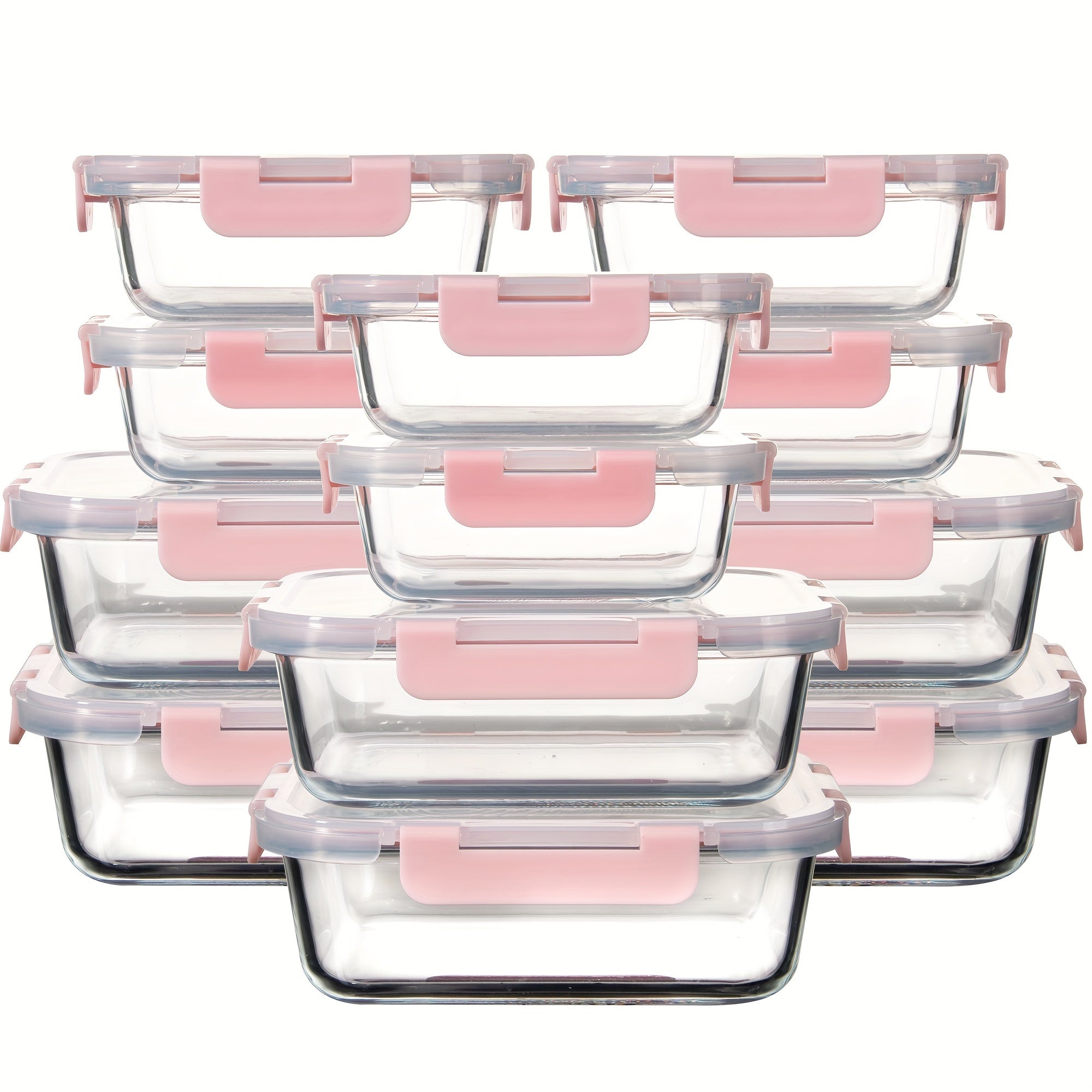 Borosilicate Glass Food Storage Containers 24-Pack (12 Bowls + 12 Airtight Lids) – Meal Prep Glass Bowls, Microwave & Dishwasher & Freezer Safe, BPA Free, Multi-Color Lids for Kitchen & Lunch