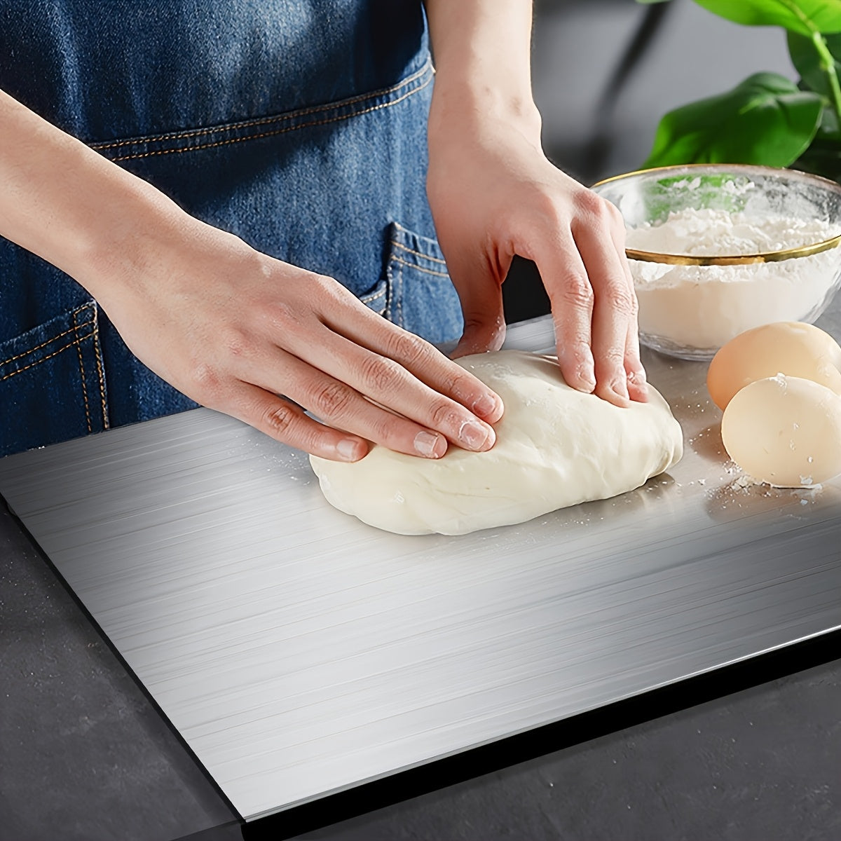304 Stainless Steel Cutting Board Rust-Proof Non-Porous Butcher Block Kitchen Prep Board Dishwasher Safe Easy to Clean 3 Sizes for Meat Vegetables Fish Bread Cheese