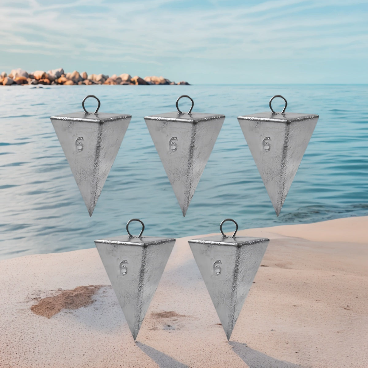Pyramid Fishing Sinkers 1oz to 10oz Multi-Pack – Strong Hold Saltwater Freshwater Surf Fishing Weights for Pompano Bass Drum Croaker, Bottom Fishing Tackle 1oz 2oz 3oz 4oz 5oz 6oz 8oz 10oz