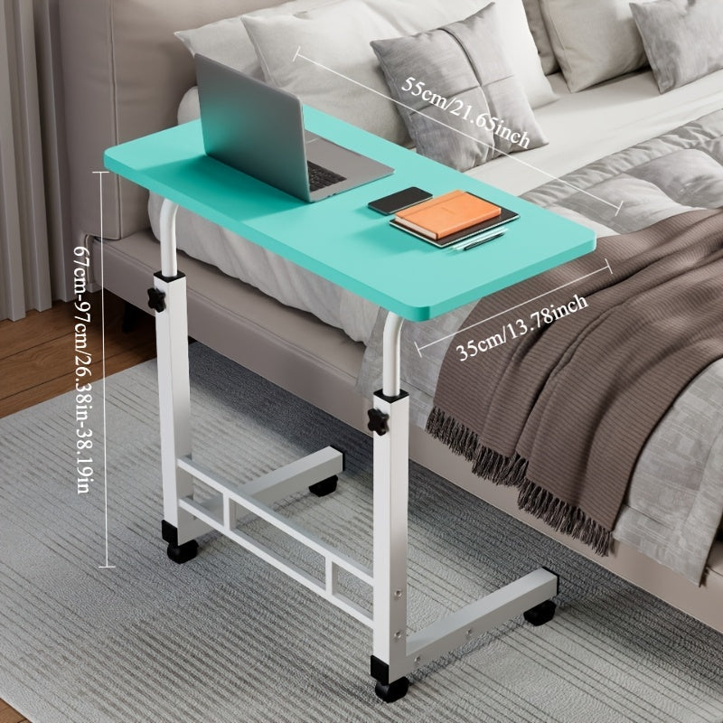 Height Adjustable Rolling Laptop Desk with Wheels & 2-Tier Storage – Sit-to-Stand Mobile Overbed Table, Computer Stand for Bed Couch Home Office Workstation, 6 Colors
