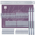 65-Piece Exacto Knife Craft Cutting Kit with A4 Self-Healing Cutting Mat – Precision Stencil Knife, Replacement Blades & Rulers for Paper Modelling DIY Scrapbooking Art Card Making